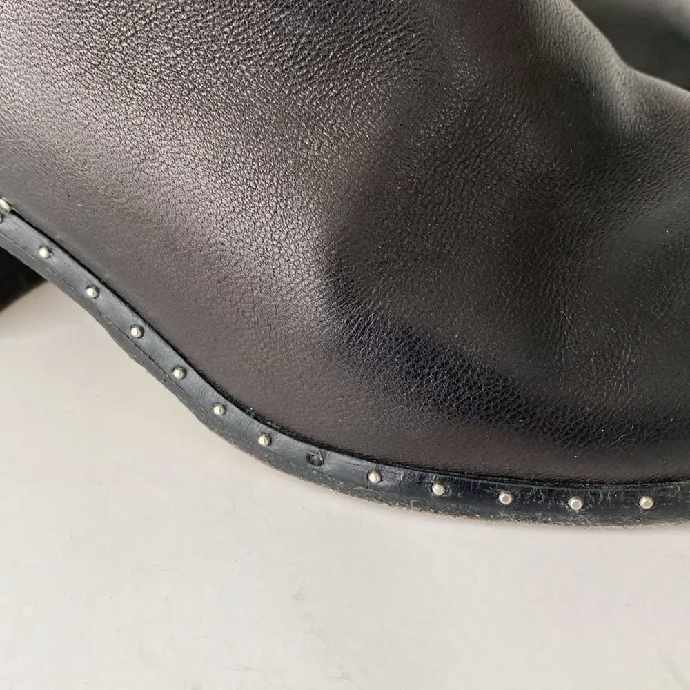 Rag & Bone Black Leather Booties Studded Detail US sz 6.5 Model Chic Edge Cool
